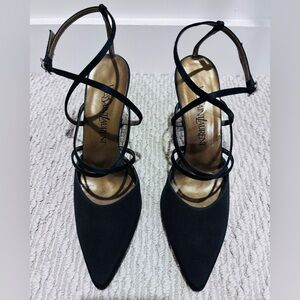 Yves Saint Laurent 90’s Vintage Black Strappy Heels Never Worn